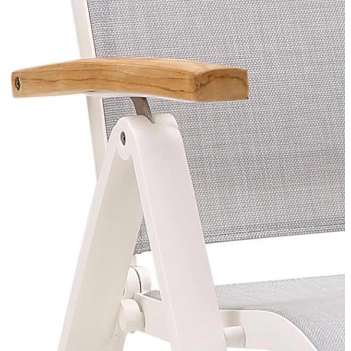 BEST Gartenstuhl Cavalese, Stoff/Teakholz, Hochlehner, Verstellbar, Grau, Klappbar 3 BEST Gartenstuhl Cavalese, Stoff/Teakholz, Hochlehner, Verstellbar, Grau, Klappbar – Bild 3