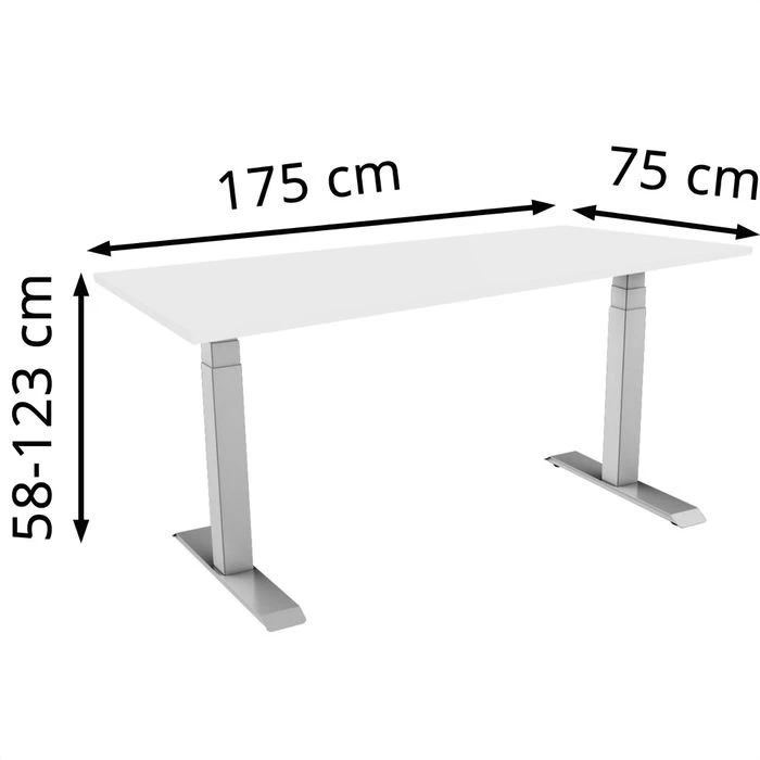 Celexon Schreibtisch EAdjust-58123, Weiß / Grau, Elektrisch Höhenverstellbar, 175 X 58-123 X 75cm 2 Celexon Schreibtisch EAdjust-58123, Weiß / Grau, Elektrisch Höhenverstellbar, 175 X 58-123 X 75cm – Bild 2