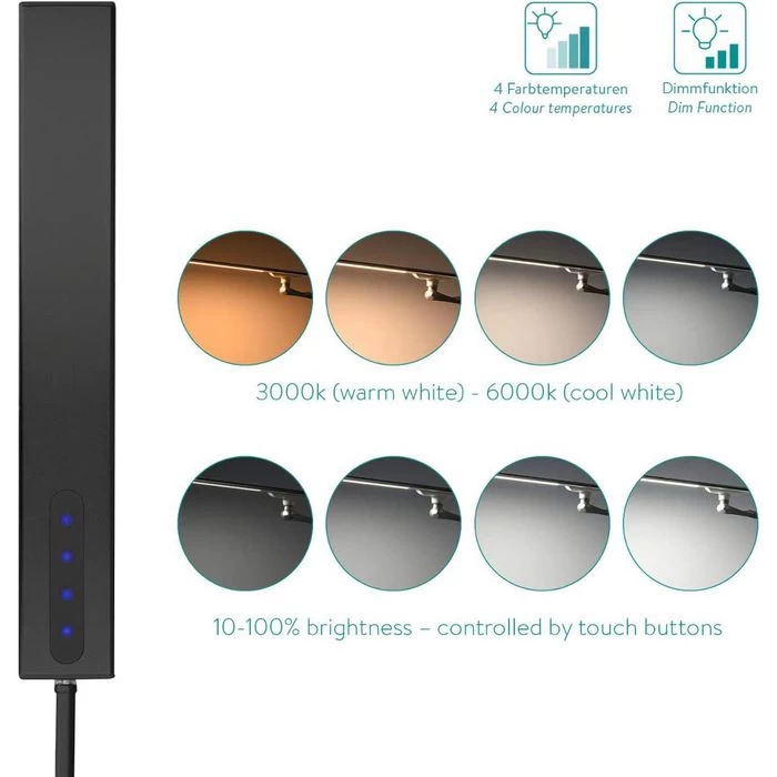 Navaris Schreibtischlampe LED, Tischklemme, Dimmbar, Schwarz 2 Navaris Schreibtischlampe LED, Tischklemme, Dimmbar, Schwarz – Bild 2