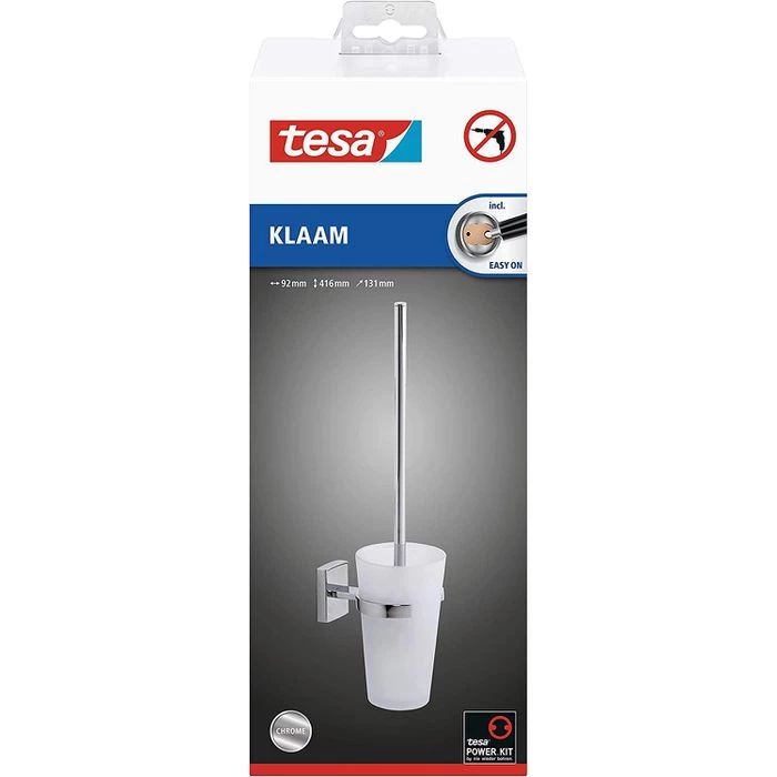 Tesa WC-Bürste Klaam, Weiß / Chrom, Bürstenhalter Aus Glas, Zur Wandmontage 2 Tesa WC-Bürste Klaam, Weiß / Chrom, Bürstenhalter Aus Glas, Zur Wandmontage – Bild 2