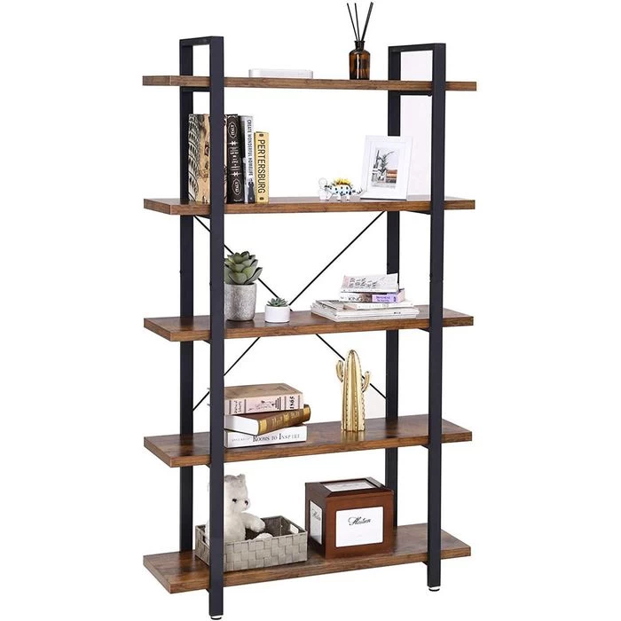 Vasagle Bücherregal LLS55BX, Braun, Vintage, Aus Metall / Holz, 105 X 177,5 X 33,5cm, 5 Ebenen 3 Vasagle Bücherregal LLS55BX, Braun, Vintage, Aus Metall / Holz, 105 X 177,5 X 33,5cm, 5 Ebenen – Bild 3