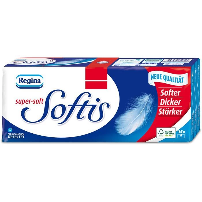 Regina Taschentücher Softis, 4-lagig, 15 Päckchen 1 Regina Taschentücher Softis, 4-lagig, 15 Päckchen