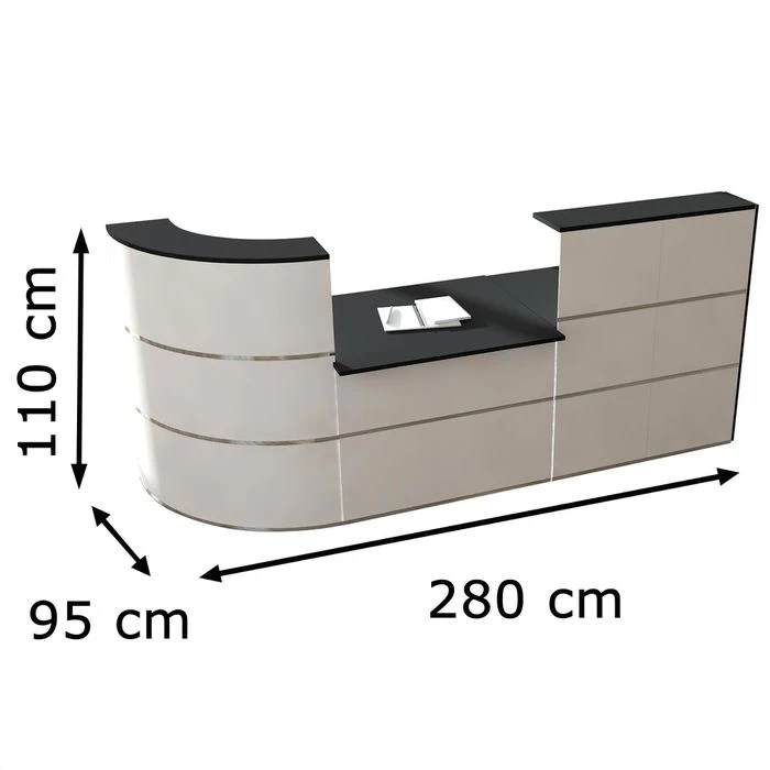 Kerkmann Empfangstheke Cento 5, 3854, Weiß / Anthrazit, 280 X 110 X 95cm, Beratungsplatz 2 Kerkmann Empfangstheke Cento 5, 3854, Weiß / Anthrazit, 280 X 110 X 95cm, Beratungsplatz – Bild 2