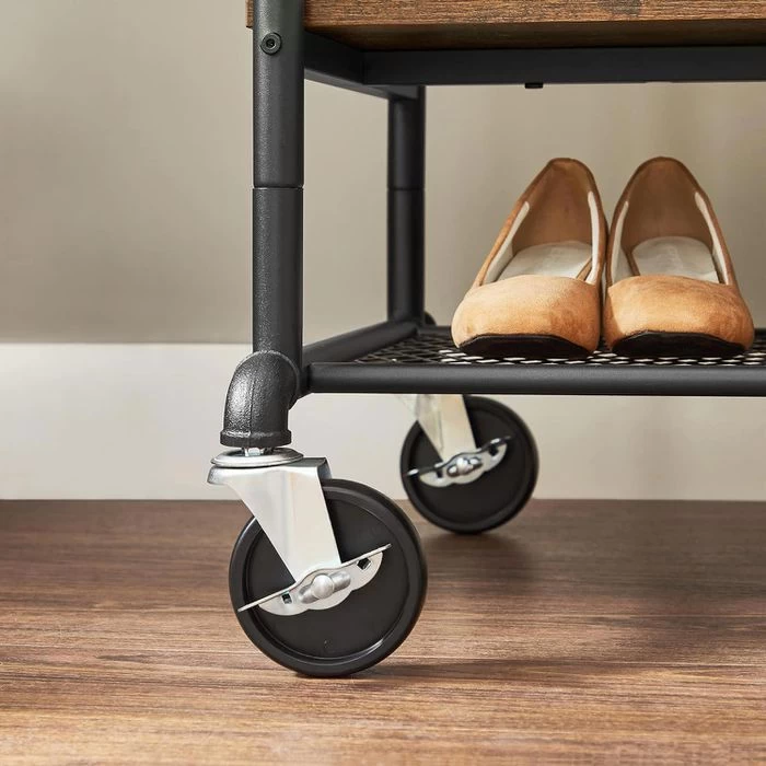 Vasagle Garderobenständer RGR120B01, Vintage, Mit Rollen & 2 Ablagen, Metall / Holz, Braun 6 Vasagle Garderobenständer RGR120B01, Vintage, Mit Rollen & 2 Ablagen, Metall / Holz, Braun – Bild 6