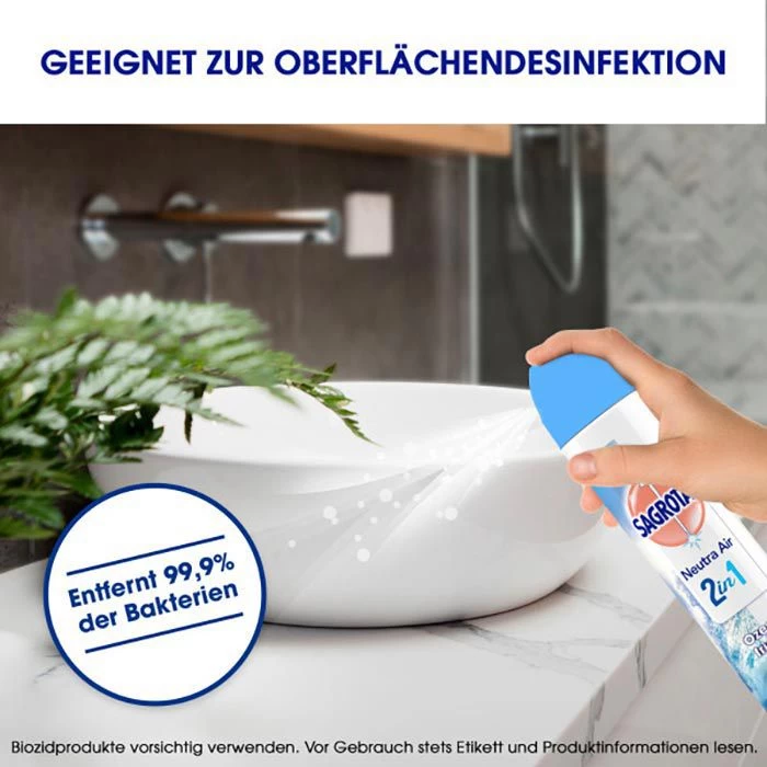 Sagrotan Raumduft Neutra Air 2in1, 300 Ml, Lufterfrischer & Flächendesinfektion, Ozeanfrische 6 Sagrotan Raumduft Neutra Air 2in1, 300 Ml, Lufterfrischer & Flächendesinfektion, Ozeanfrische – Bild 6