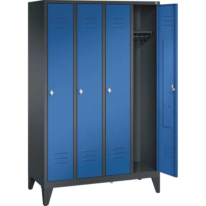 CP-Möbel Spind S 2000 Classic, Anthrazit / Blau, 4 Abteile Mit Füßen, BxT: 119 X 50cm 3 CP-Möbel Spind S 2000 Classic, Anthrazit / Blau, 4 Abteile Mit Füßen, BxT: 119 X 50cm – Bild 3