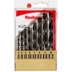 Fischer Bohrer D-WS, 536609, 8-teiliges Set, 3-10mm, Holzbohrer